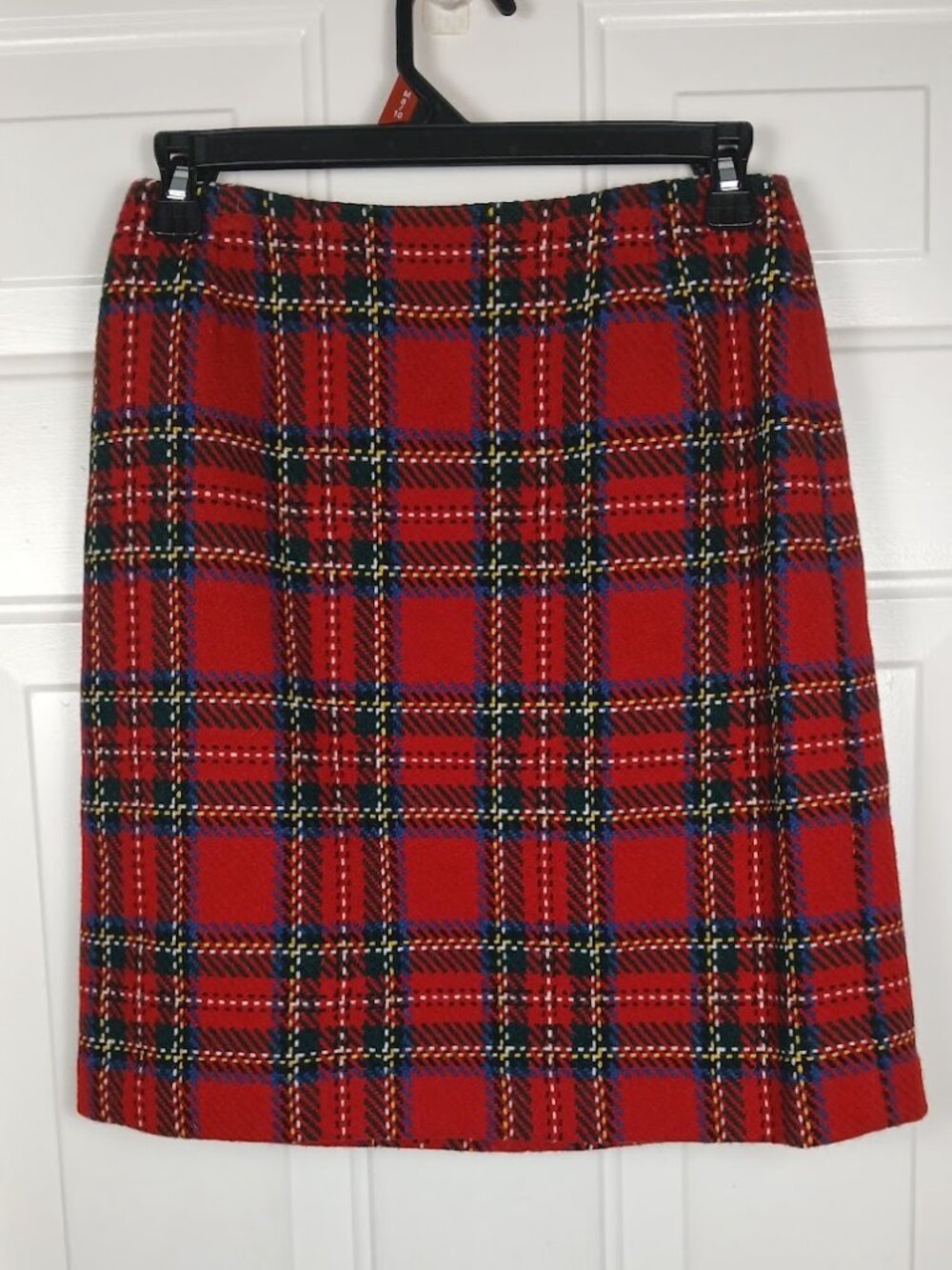 Eddie Bauer Womens 4 Red Plaid Wool Blend Mini Straight Skirt